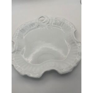 Vintage Freddi White Porcelain Blank China Painting Ruffled Leaf Bonbon Dish 8in